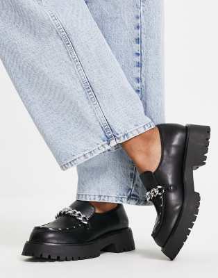 ASOS DESIGN - Maze - Mocassins plats avec chaîne et semelle chunky - Noir | ASOS