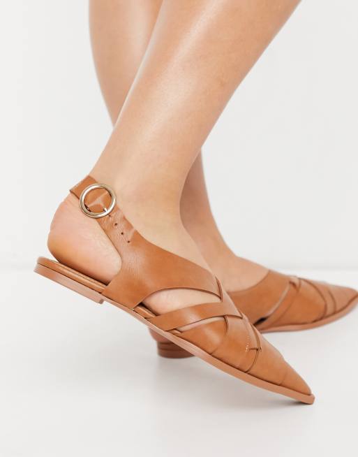 Tan flat hot sale slingbacks