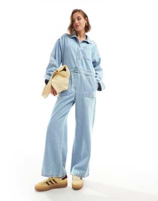 ASOS DESIGN ASOS DESIGN mechanic boilersuit in bleach wash-Blue
