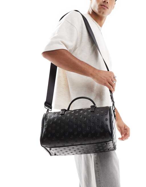 ASOS DESIGN medium bowling bag with emboss detail in black, 4 of 4