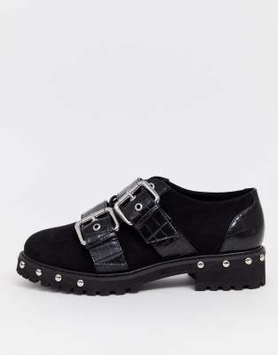 black flat shoes with buckle