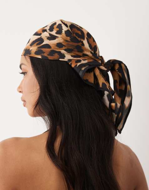 ASOS DESIGN medium headscarf in leopard print - view 1