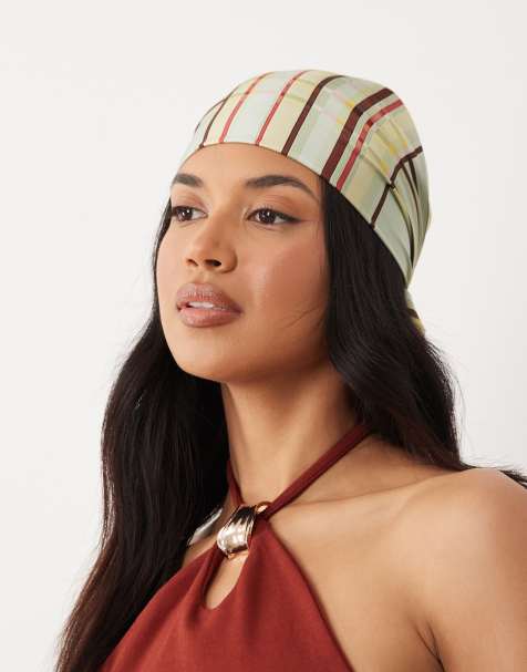 ASOS DESIGN medium headscarf in multi plaid - view 1