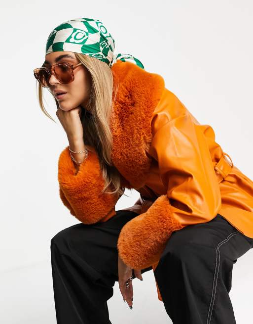 ASOS DESIGN - Medium hoofddoek van polyestersatijn met geblokte bloemenprint in groen - MGREEN, 3 van 4