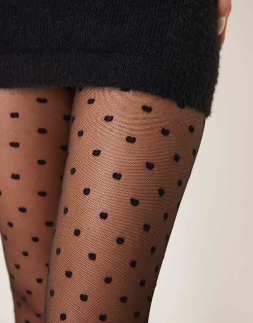 ASOS DESIGN medium polka dot tights in black