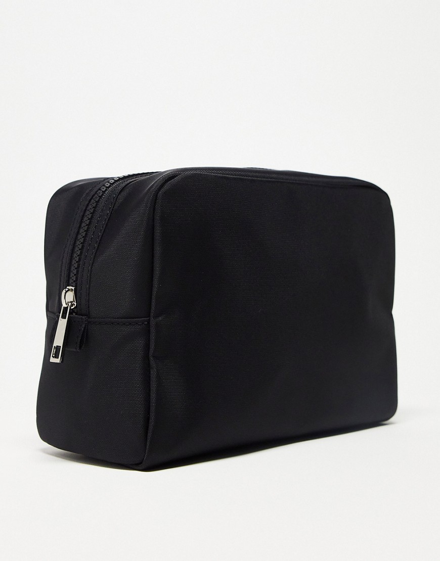 ASOS DESIGN medium size nylon washbag in black