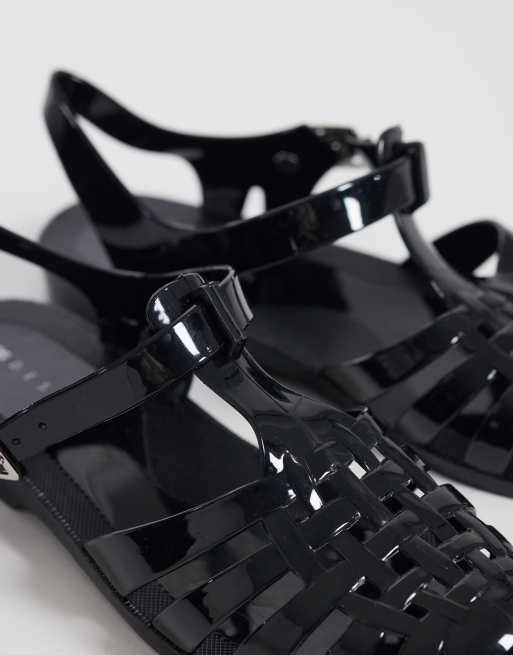 ASOS DESIGN Medley jelly fisherman flats in black, 2 of 4