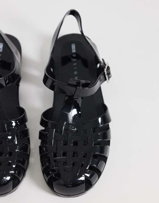 ASOS DESIGN Medley jelly fisherman flats in black, 3 of 4