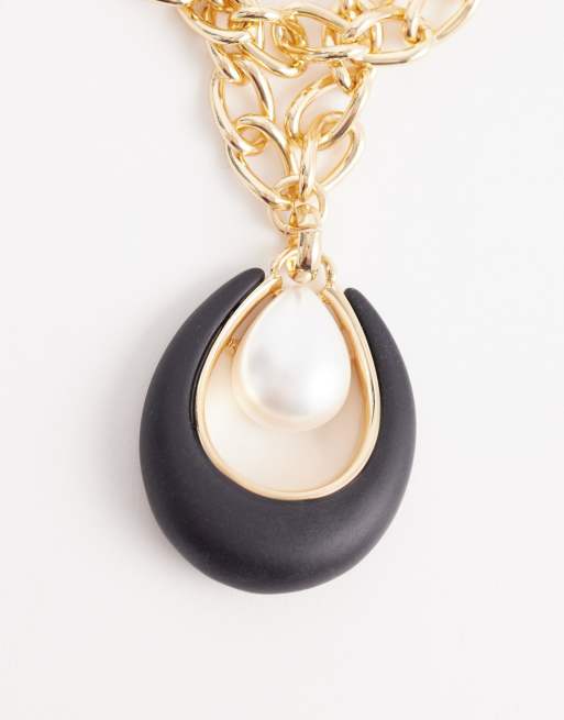 ASOS DESIGN - Meerlaagse ketting met schakels en hanger in goudkleur, 3 van 4
