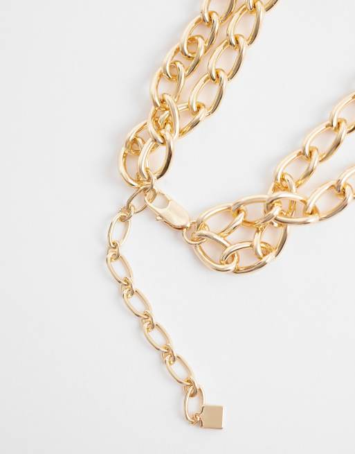 ASOS DESIGN - Meerlaagse ketting met schakels en hanger in goudkleur, 4 van 4