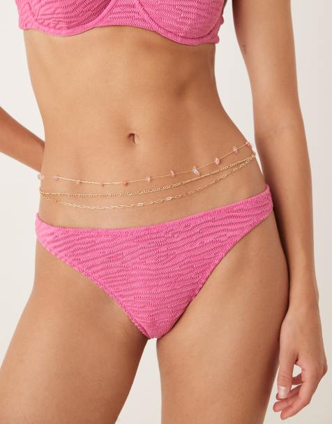ASOS DESIGN - Meerlaagse lichaamsketting met roze siersteentjes en goudkleurige ketting - view 1