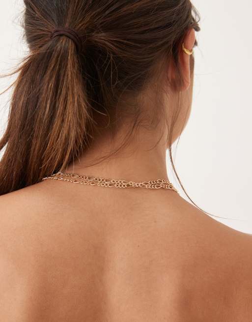 ASOS DESIGN - Meerlaagse schakelketting met T-staafje in goudkleur, 3 van 3