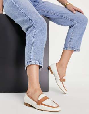 ASOS DESIGN - Megan - Geweven platte loafers in naturel/bruin