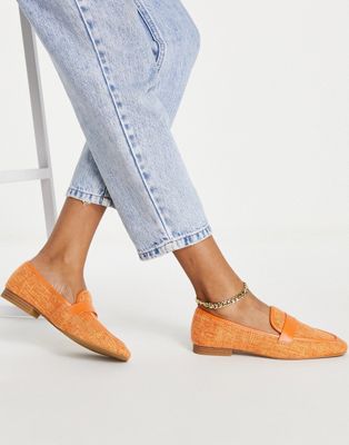 ASOS DESIGN Megan woven flat loafers in orange