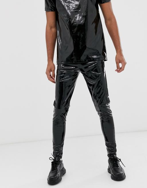 ASOS DESIGN - Megging d'ensemble effet mouillé - Noir