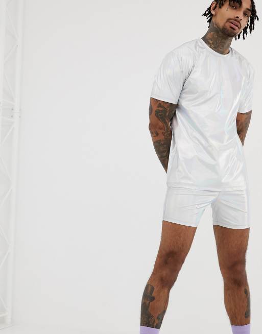 ASOS DESIGN co-ord in iridescent metallic silver, 2 von 3