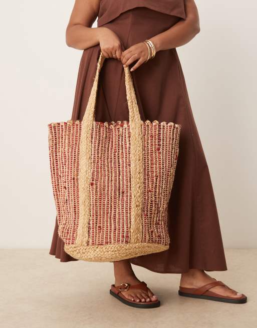 ASOS DESIGN – Mehrfarbig gestreifte Tragetasche aus hochwertigem Jute-Stroh, 2 von 4