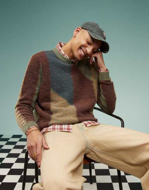 ASOS DESIGN – Mehrfarbiger strukturierter Strickpullover mit lockerem Schnitt und Rundhalsausschnitt - view 1