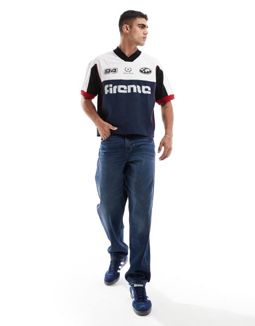ASOS DESIGN – Mehrfarbiges Oversize-Motorsporttrikot im Patchwork-Design mit überschnittenen Schultern, 4 von 4