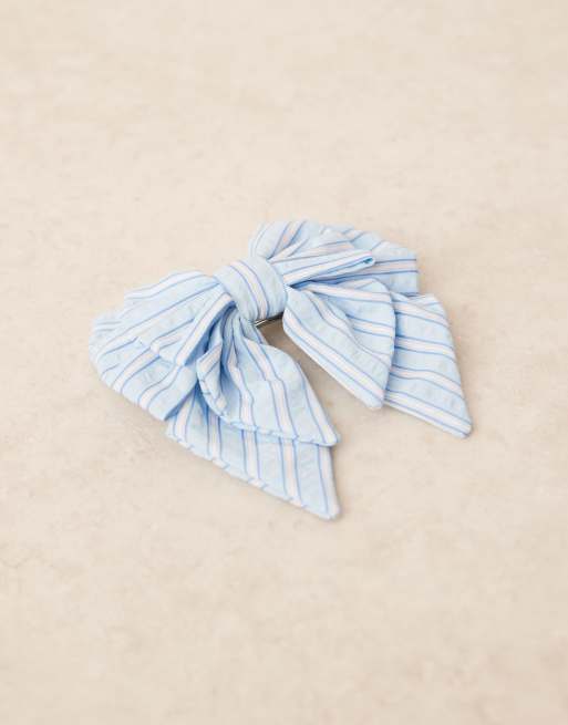 ASOS DESIGN – Mehrlagige Haarschleife in gestreiftem Blau, 2 von 3