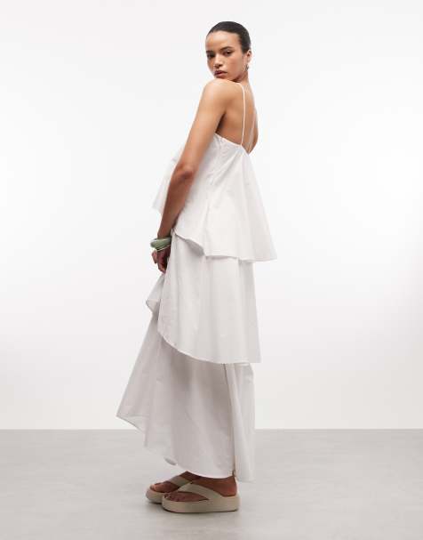 ASOS DESIGN – Mehrlagiges Neckholder-Midikleid in Weiß - view 1