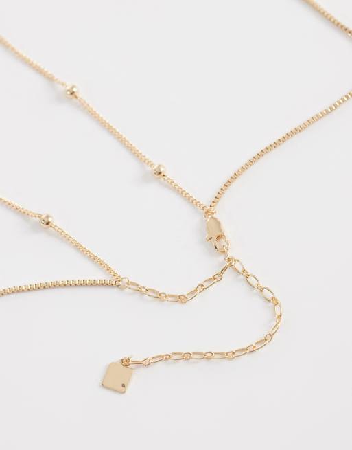 ASOS DESIGN – Mehrreihige Bauchkette in Goldoptik mit Kugel- und Stabdetails, 3 von 3