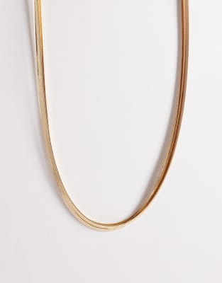 ASOS DESIGN - Mehrreihige, flache Schlangenketten in Goldoptik-Goldfarben