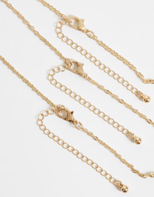 ASOS DESIGN mehrreihige Halskette mit Mini-Perlen in Goldoptik, 4 von 4
