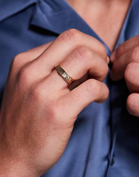 ASOS DESIGN – Melerad, guldfärgad ring - view 1