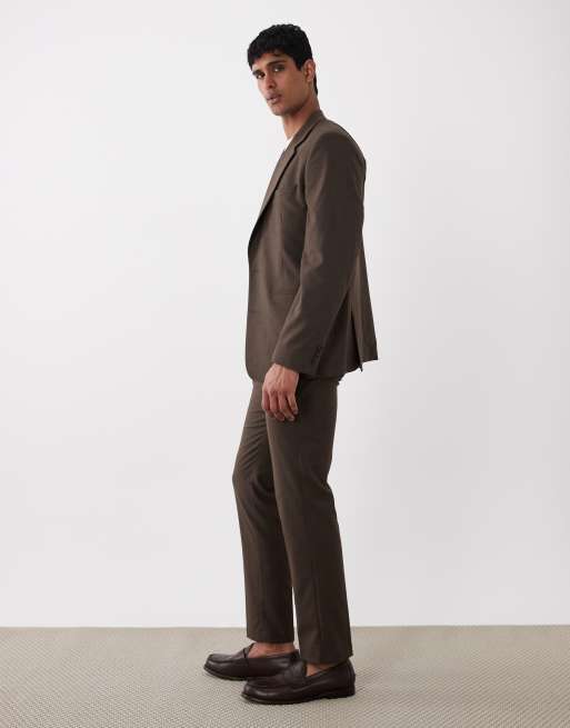 ASOS DESIGN - Meleret brune smalle habitbukser, 2 af 5