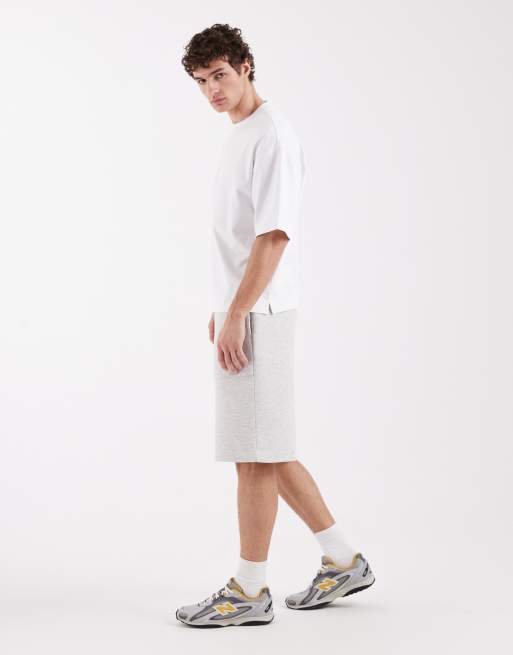 ASOS DESIGN - Meleret isgrå løstsiddende jorts i kraftigt, scuba-lignende stof, 3 af 5