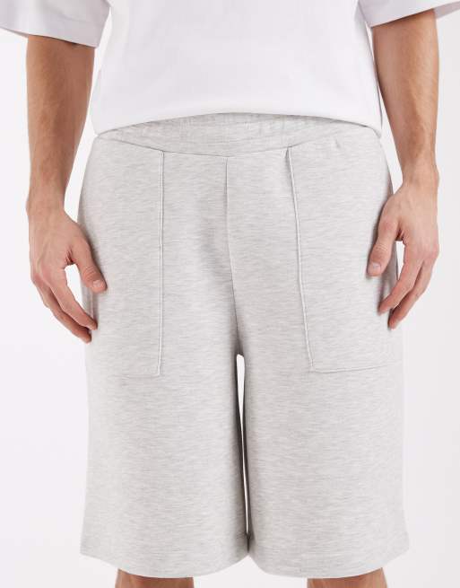 ASOS DESIGN - Meleret isgrå løstsiddende jorts i kraftigt, scuba-lignende stof, 4 af 5