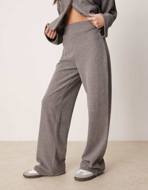 ASOS DESIGN - Meleret koksgrå bløde bukser med vide ben - Del af sæt, 3 af 5