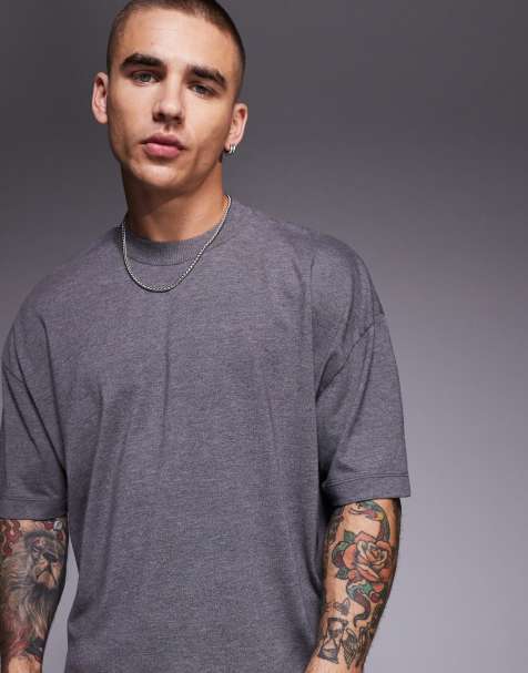 ASOS DESIGN - Meleret koksgrå oversized T-shirt i firkantet pasform - view 1