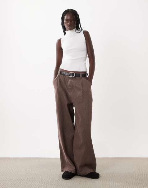 ASOS DESIGN meleret ribstrikket ærmeløs top med ståkrave i cream - view 1
