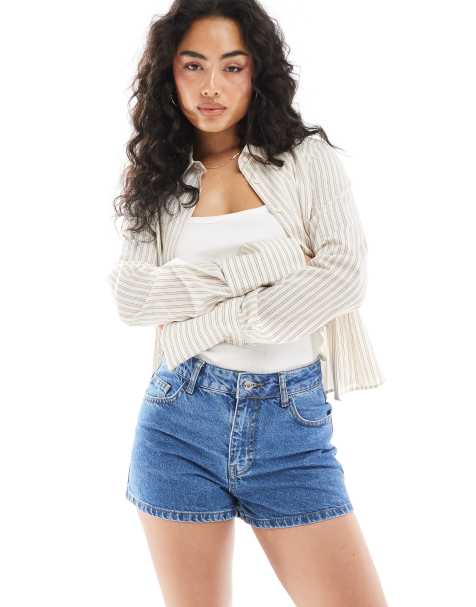 ASOS DESIGN – Mellanblå, a-linjeformade, korta jeansshorts - view 1
