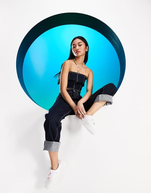 ASOS DESIGN – Mellanblå bralette i sköljtvättad denim, del av set, 2 av 4