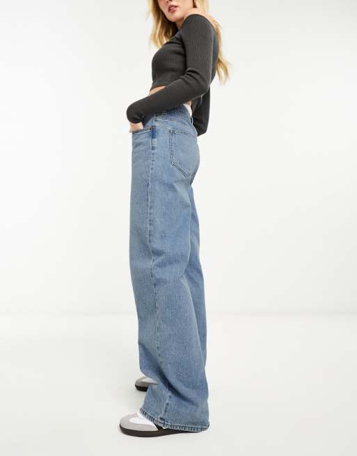 ASOS DESIGN – Mellanblå dad jeans med vida ben, 5 av 5