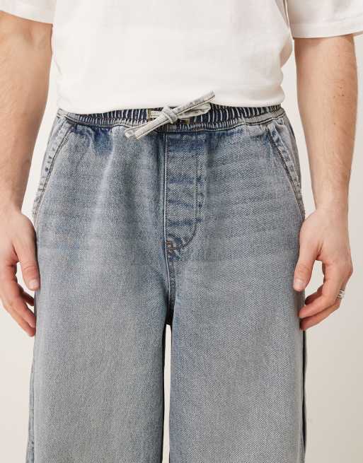 ASOS DESIGN – Mellanblå, extra baggy jeans med elastisk midja, 5 av 5
