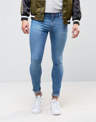 ASOS DESIGN – Mellanblå extreme superskinny jeans