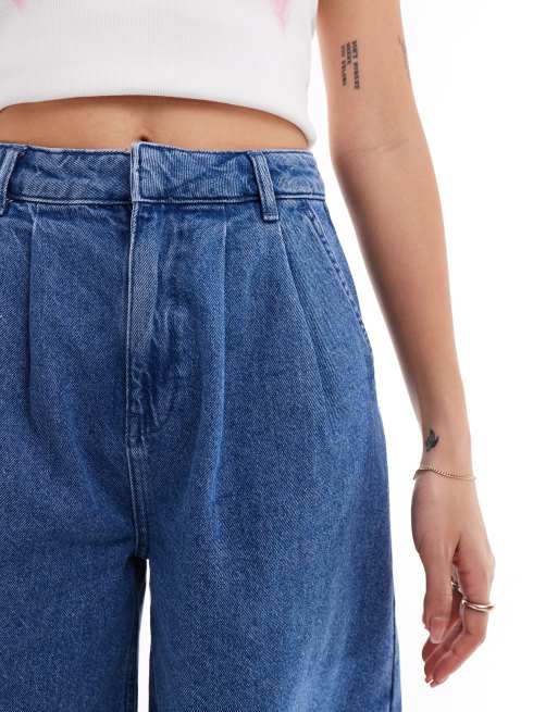 ASOS DESIGN – Mellanblå, figursydda jeansjorts i lång modell, 5 av 5