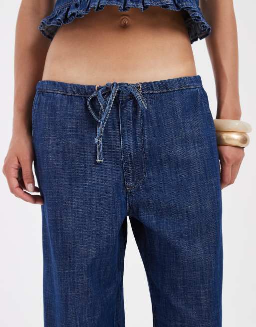 ASOS DESIGN – Mellanblå jeans i dra på-modell med volang, del av set, 5 av 5