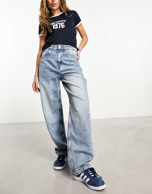 ASOS DESIGN – Mellanblå jeans med ballongben i vintagestil 