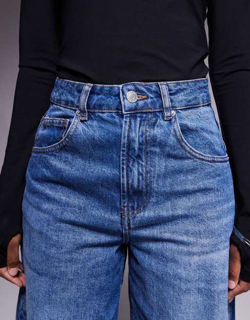 ASOS DESIGN – Mellanblå jeans med barrelben, paneler och indragen detalj, 5 av 5