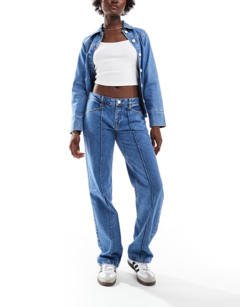 ASOS DESIGN – Mellanblå jeans med detaljer i cowboystil - view 1