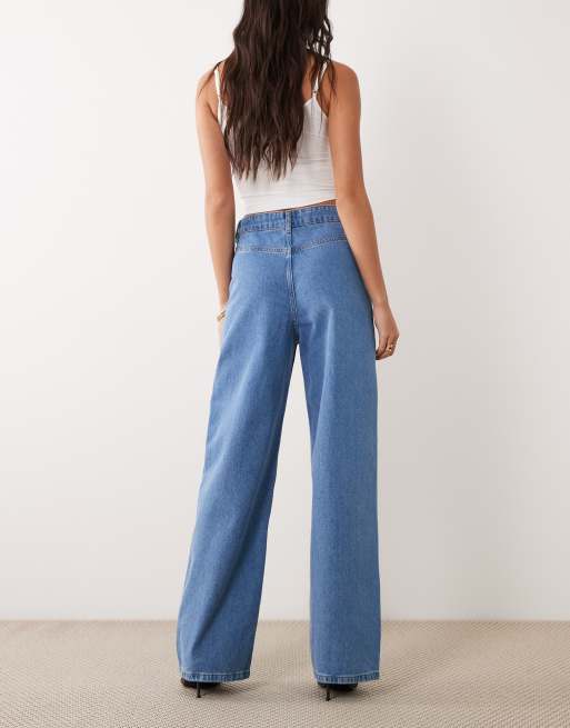 ASOS DESIGN – Mellanblå jeans med raka ben och påsydd ficka, 2 av 5