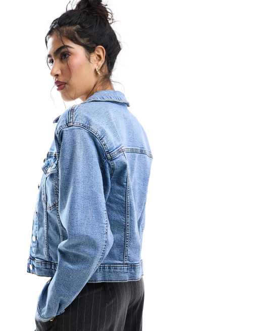 ASOS DESIGN – Mellanblå jeansjacka i cowboystil, 3 av 4