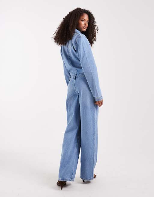 ASOS DESIGN – Mellanblå jumpsuit i denim med boxig passform, 3 av 4