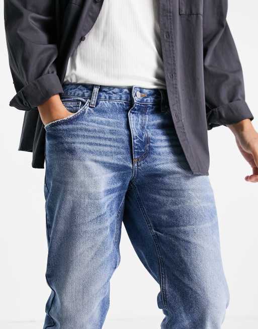 ASOS DESIGN – Mellanblå, klassiska styva jeans med vintage tvätt, 2 av 4