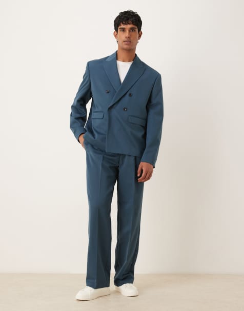 ASOS DESIGN – Mellanblå kostymbyxor med vida ben, del av kostym - view 1